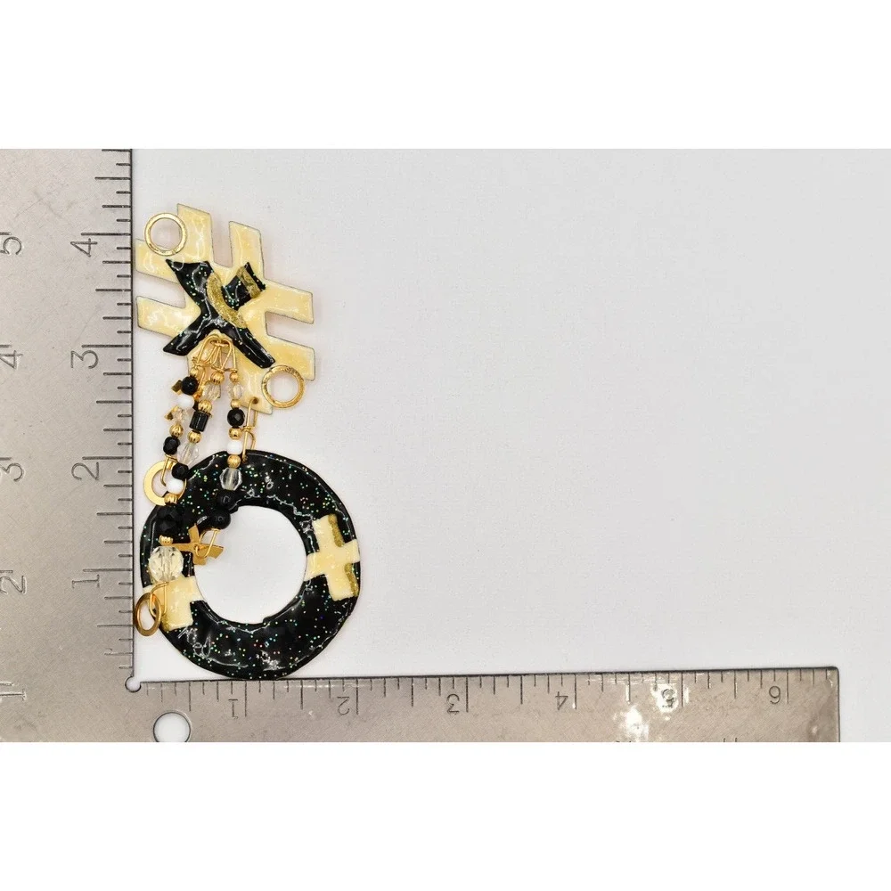 Lunch at The Ritz Vintage Tic Tac Toe Brooch XO Dangle Rare Signed 1980s BinBK